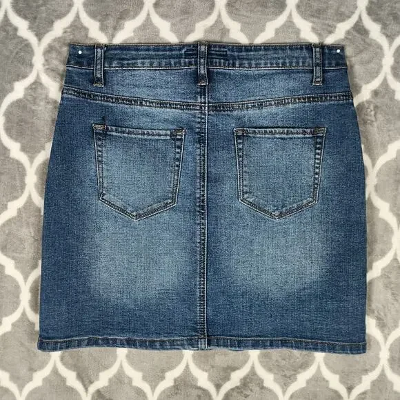 Best Mountain Denim Skirt Women Size L Blue Button Front Western Cowgirl Ranch - Picture 3 of 9